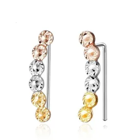 18K Tri-Gold Bead Stud Earrings