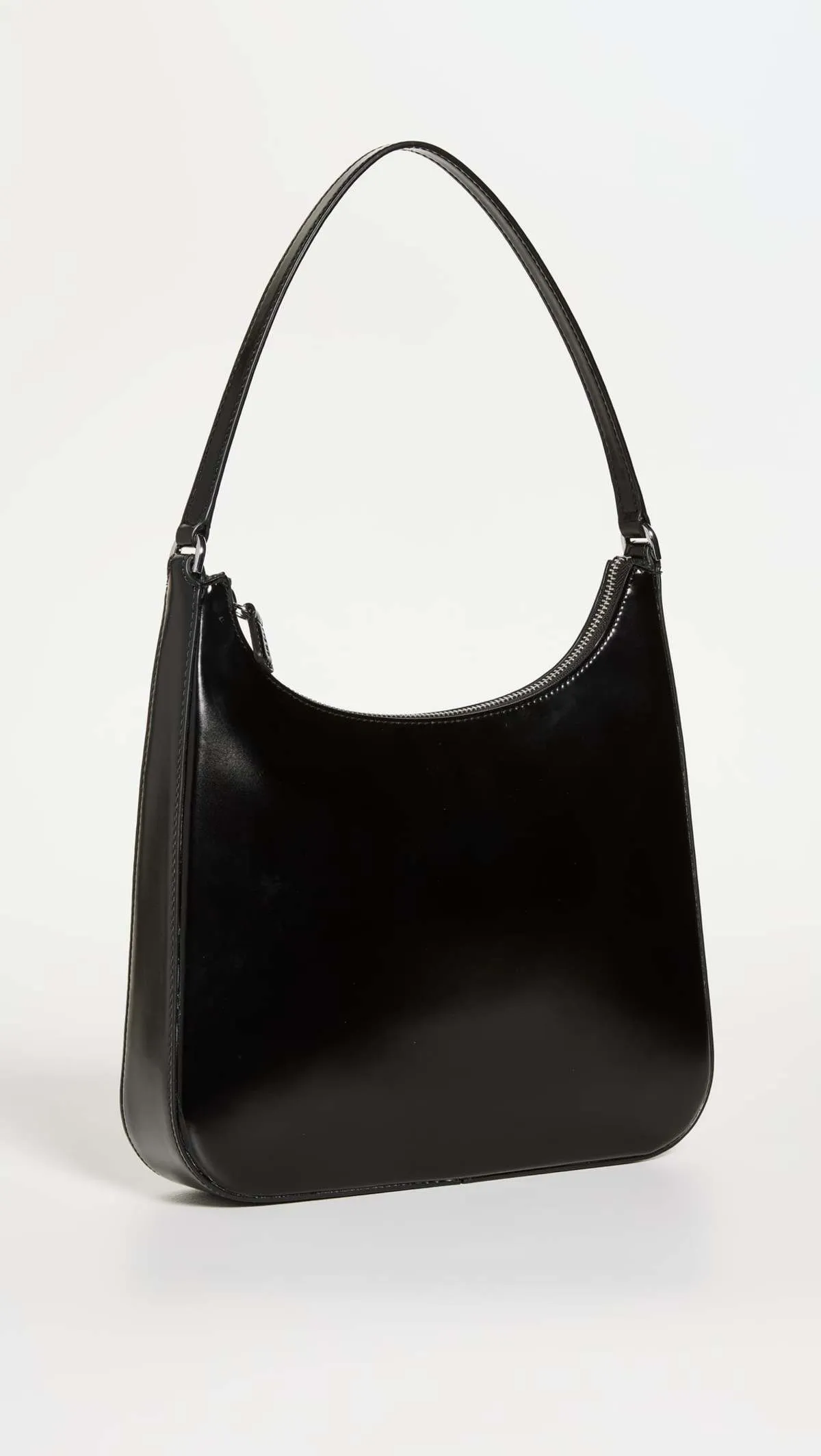 Alec Embossed Logo Shoulder Leather Bag - Black