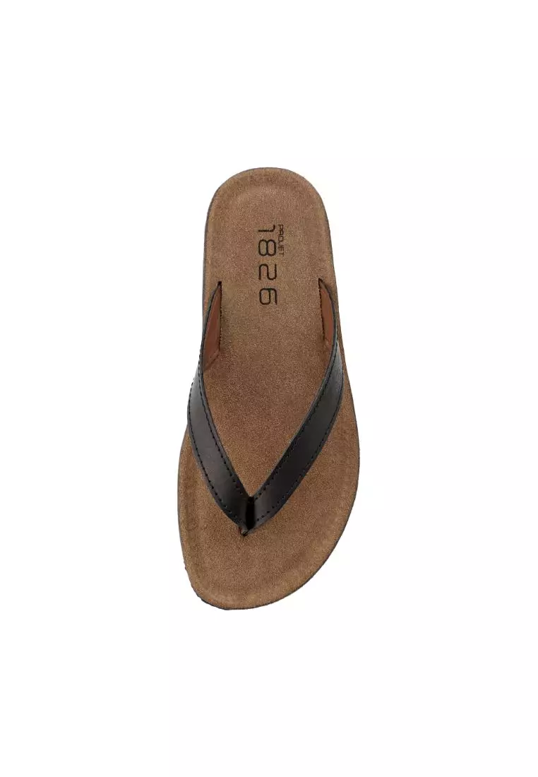 ARMY THONG LEATHER SLIPPER BLACK