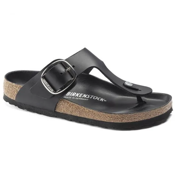 Birkenstock Womens Gizeh Big Buckle Natural Leather Black Sandals