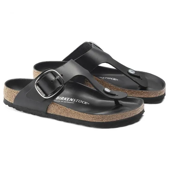 Birkenstock Womens Gizeh Big Buckle Natural Leather Black Sandals