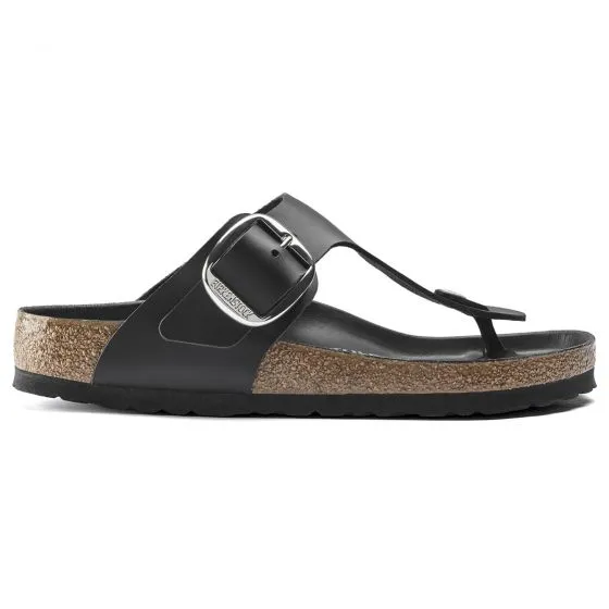 Birkenstock Womens Gizeh Big Buckle Natural Leather Black Sandals