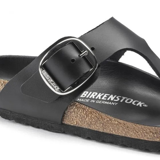 Birkenstock Womens Gizeh Big Buckle Natural Leather Black Sandals