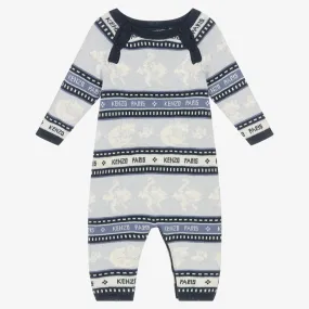 Blue Boys Jacquard Knitted Romper