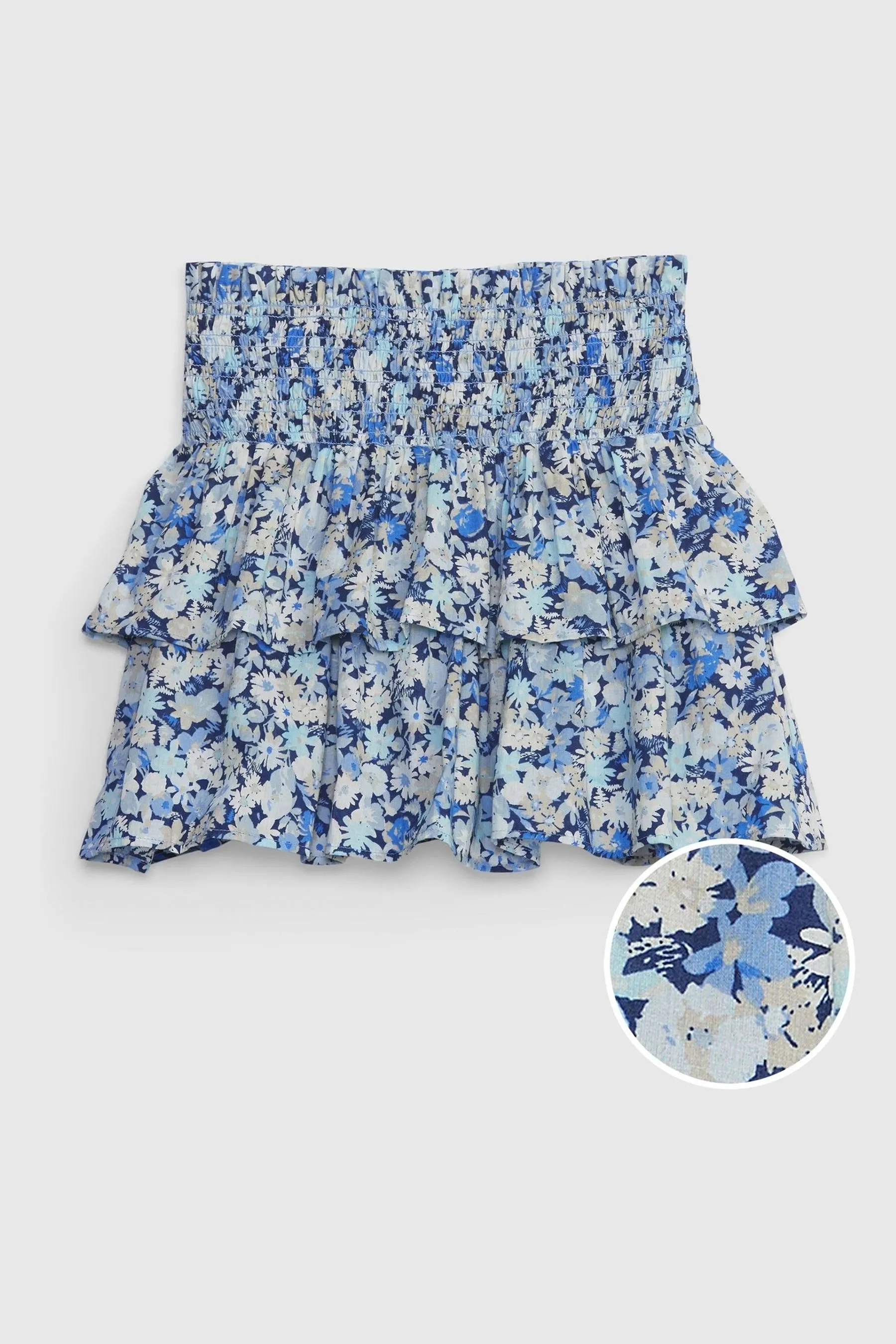 Blue Smocked Skirt