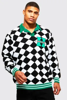 Checkerboard H Knitted Polo