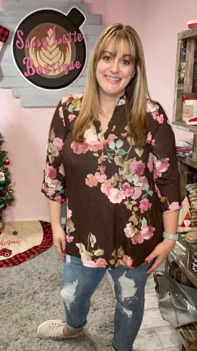 Chocolate Floral Gabby Tunic