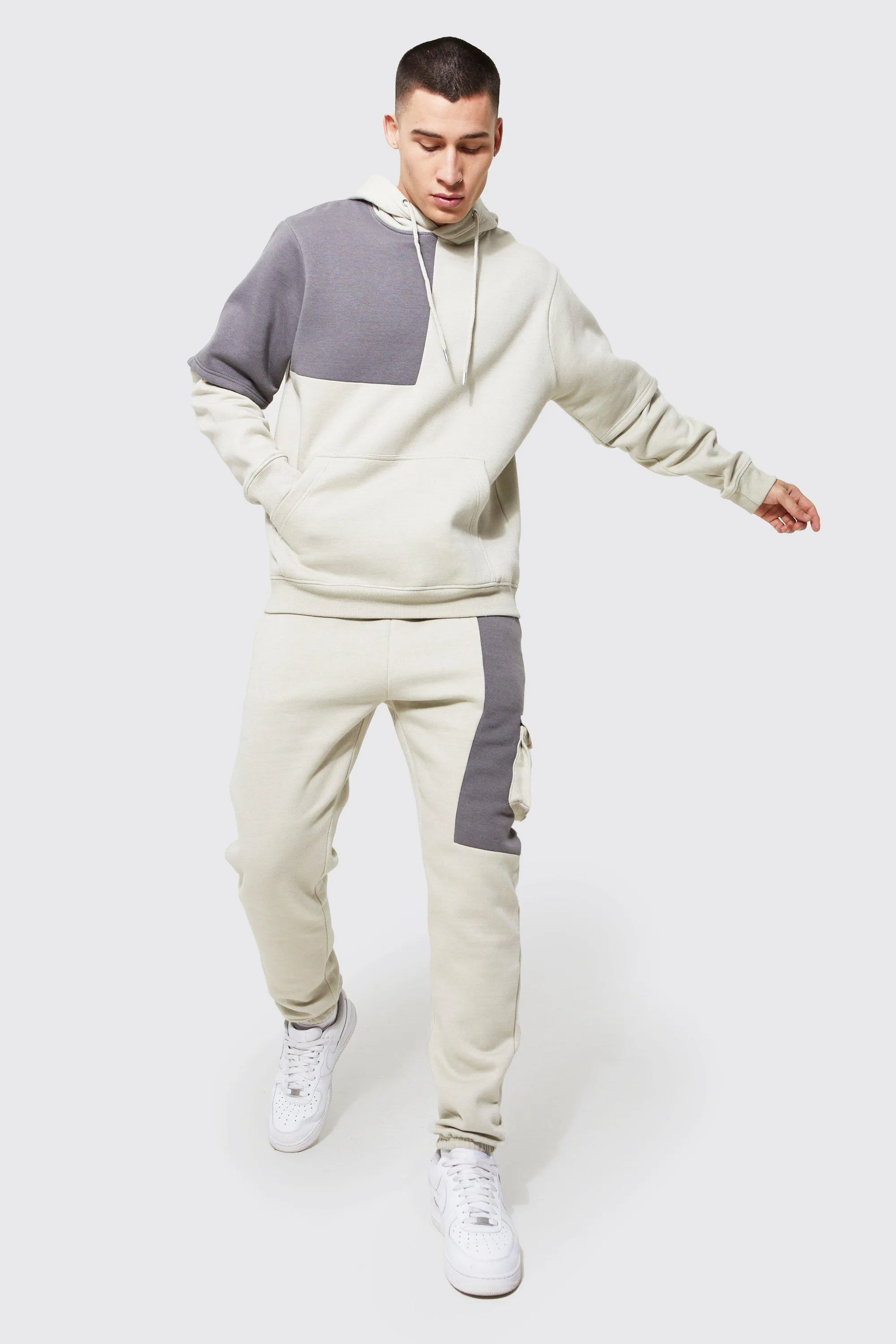 Colour Block Faux Sleeve Hooded Tracksuit | boohooMAN UK