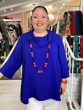 COWL NECK TUNIC - ROYAL BLUE