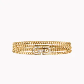 Deco Lock Link Triple Bracelet