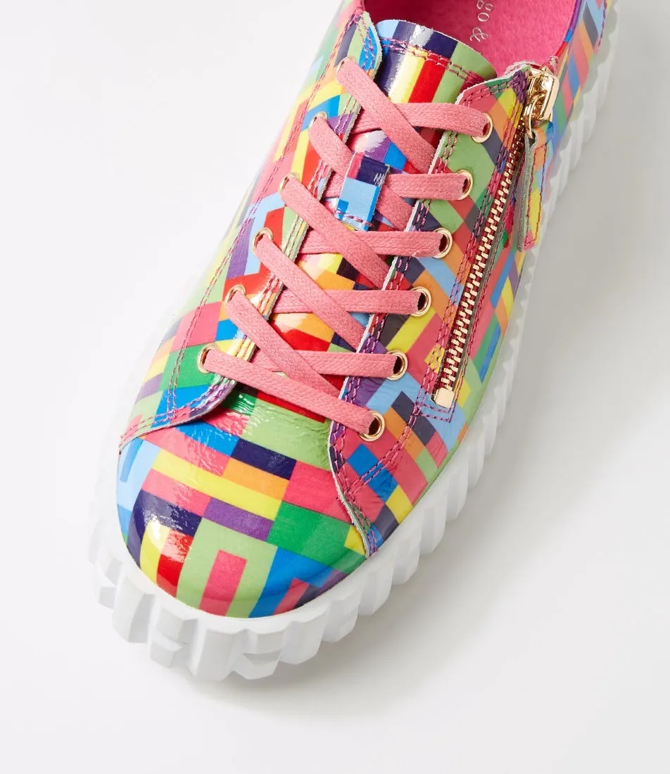 DJANGO & JULIETTE Osloe Pink Stripe Multi Patent Leather Sneakers