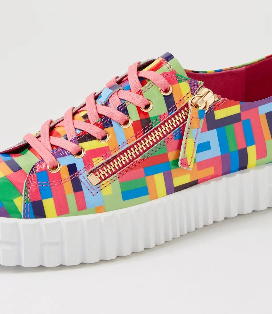 DJANGO & JULIETTE Osloe Pink Stripe Multi Patent Leather Sneakers