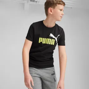 Essentials+ Two-Tone Logo Tee Youth | PUMA Black-Lime Sheen | PUMA Shop All Puma | PUMA 