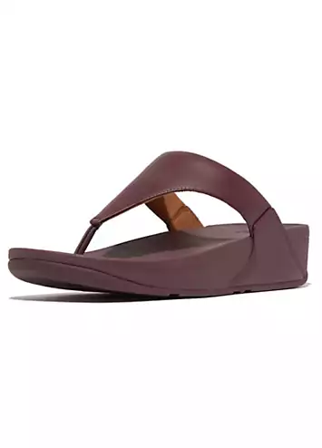 FitFlop Lulu Leather Mauve Wine Toepost Sandals | Grattan