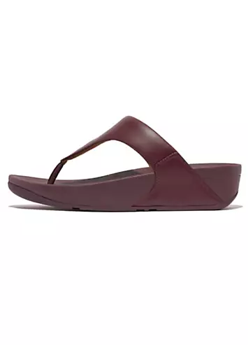 FitFlop Lulu Leather Mauve Wine Toepost Sandals | Grattan