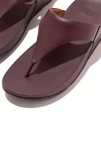 FitFlop Lulu Leather Mauve Wine Toepost Sandals | Grattan