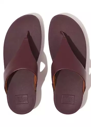 FitFlop Lulu Leather Mauve Wine Toepost Sandals | Grattan