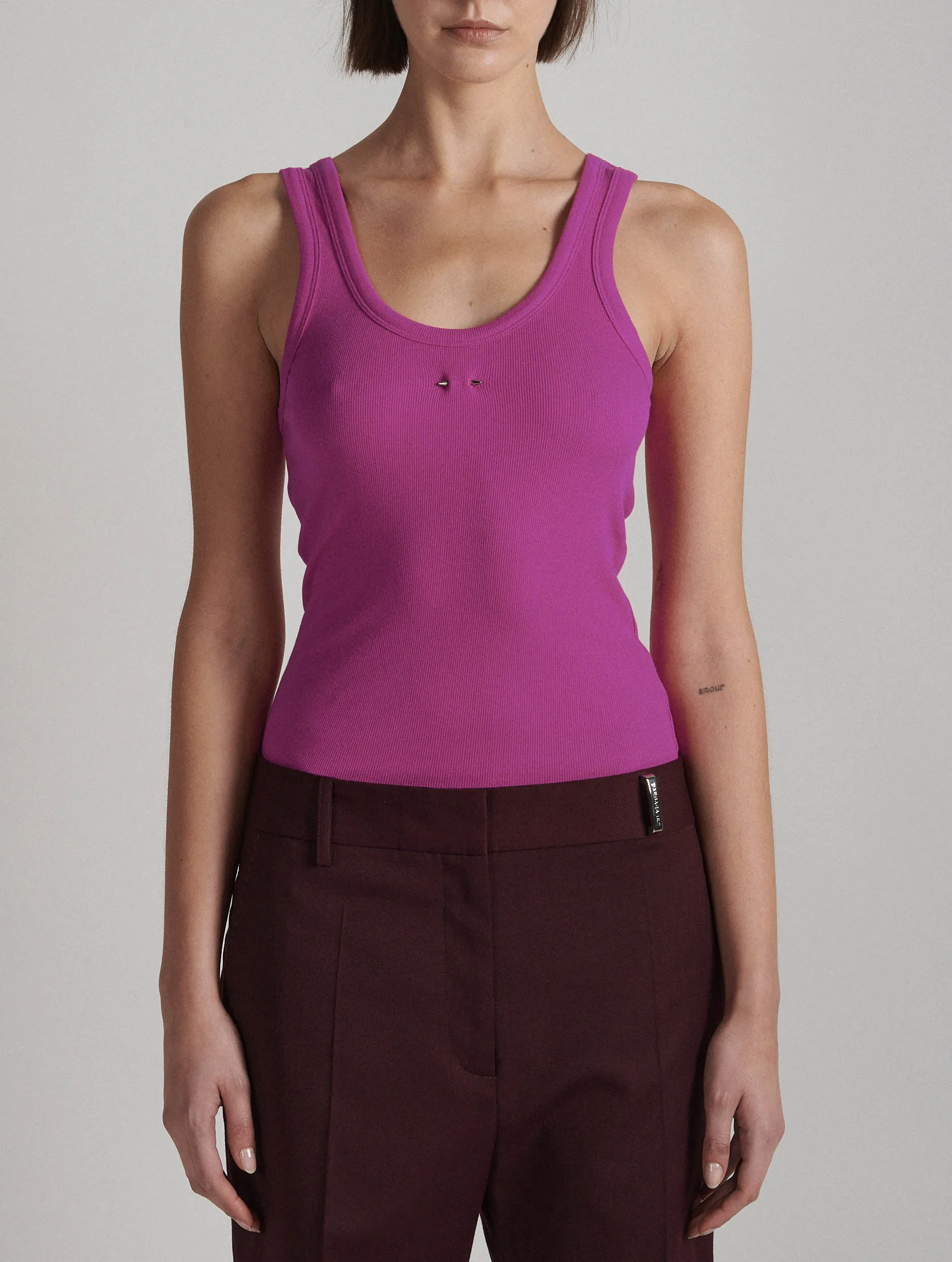 Fuchsia ribbed cotton tank top