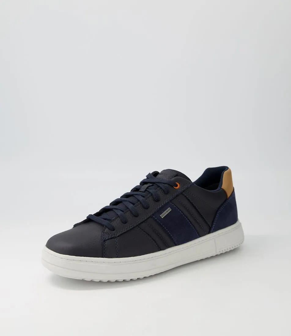 GEOX U Levico B Abx B Navy Leather Suede Sneakers