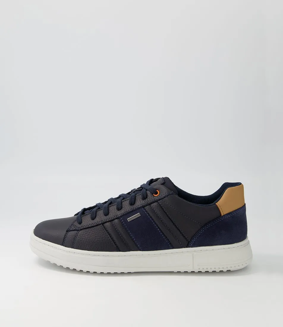 GEOX U Levico B Abx B Navy Leather Suede Sneakers