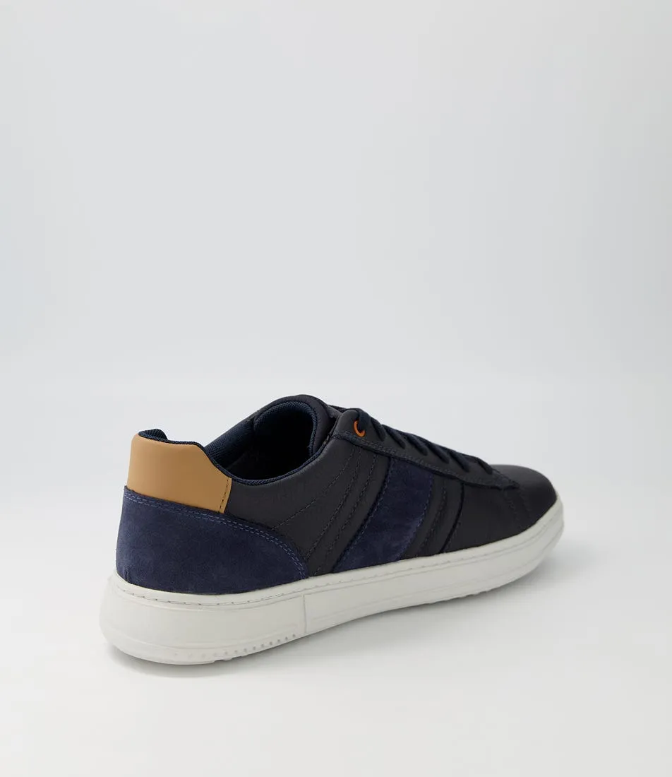 GEOX U Levico B Abx B Navy Leather Suede Sneakers