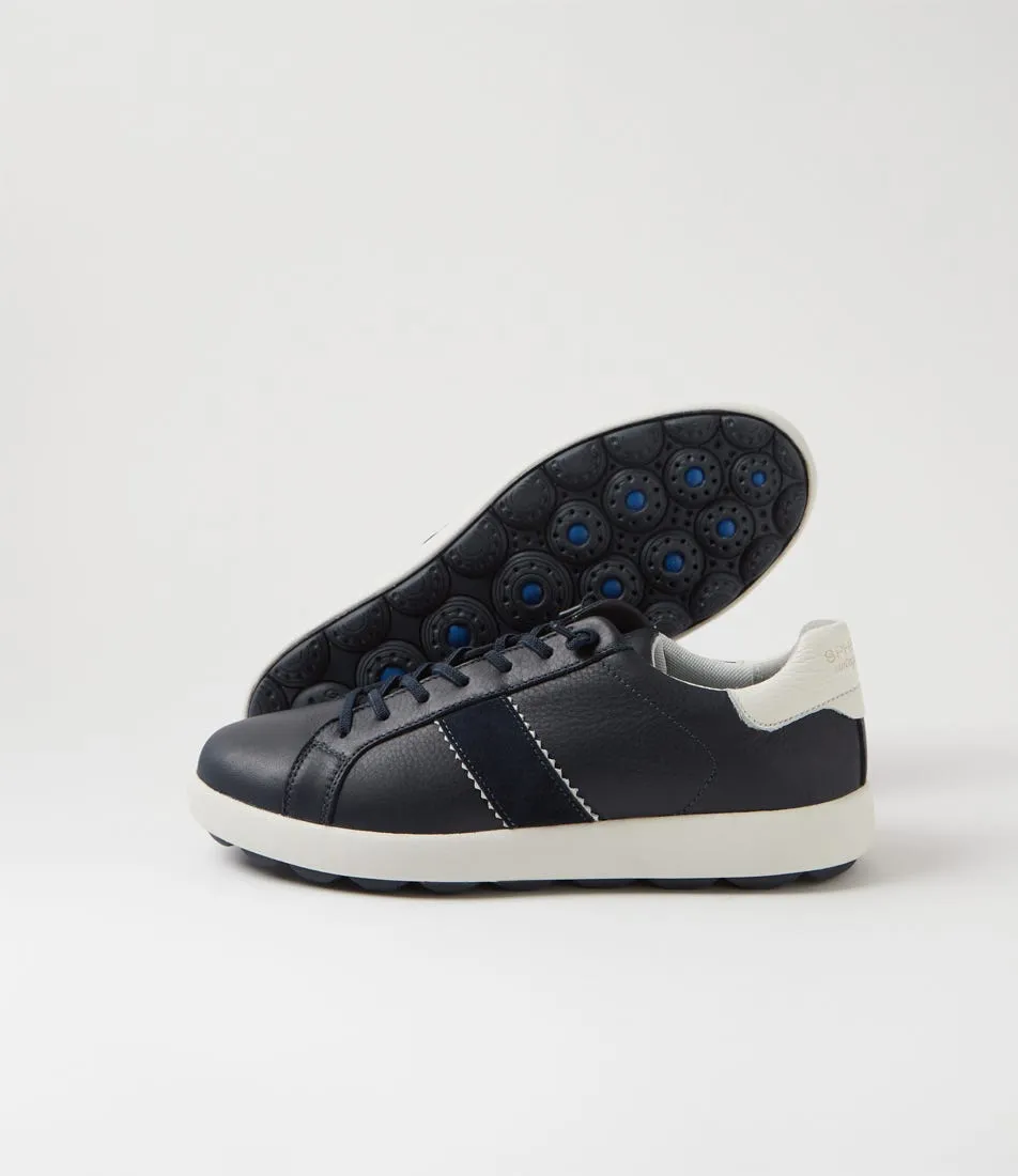 GEOX U Spherica Vs Ec4 C Navy Tumble Leather Sneakers