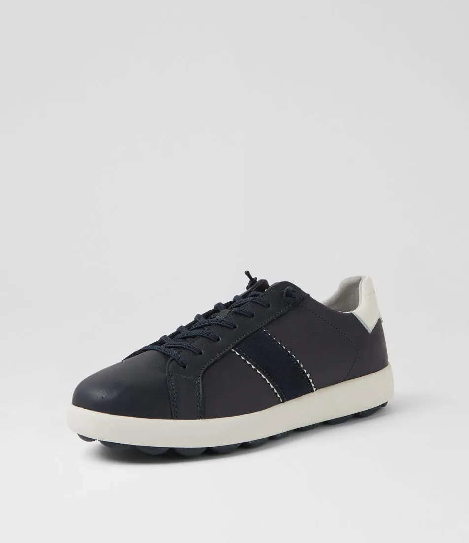 GEOX U Spherica Vs Ec4 C Navy Tumble Leather Sneakers