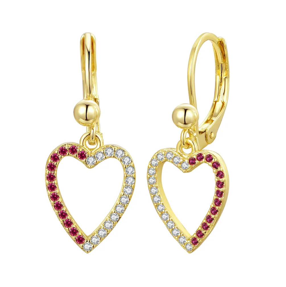 Gold Plated Earrings With Open Heart Design