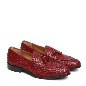 Hand Weaved Wine Apron Toe Tassels Slip-on Shoes