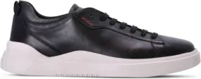 HUGO logo-debossed leather low-top sneakers Black