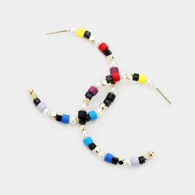 iLLASPARKZ Colorful Bead Pearl Hoop Earrings