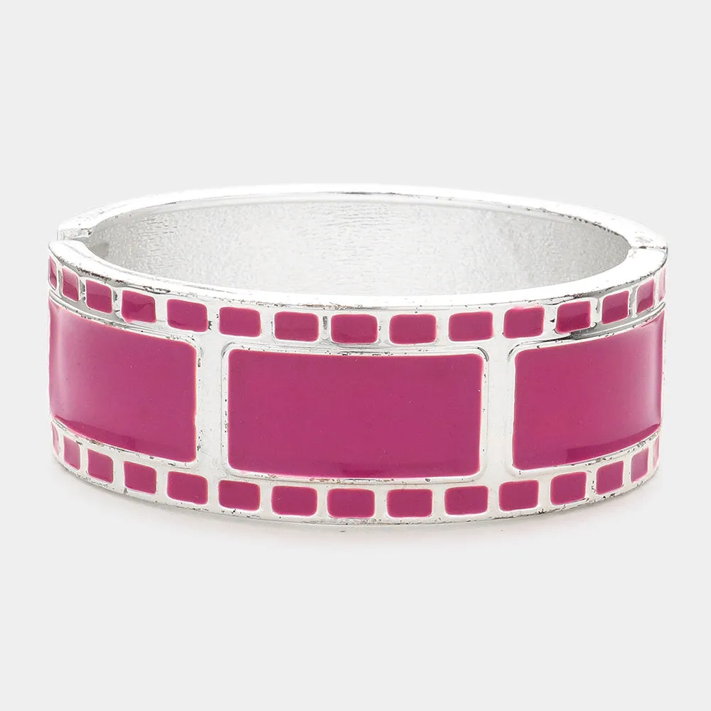 iLLASPARKZ Film Pattern Enamel Hinged Bracelet