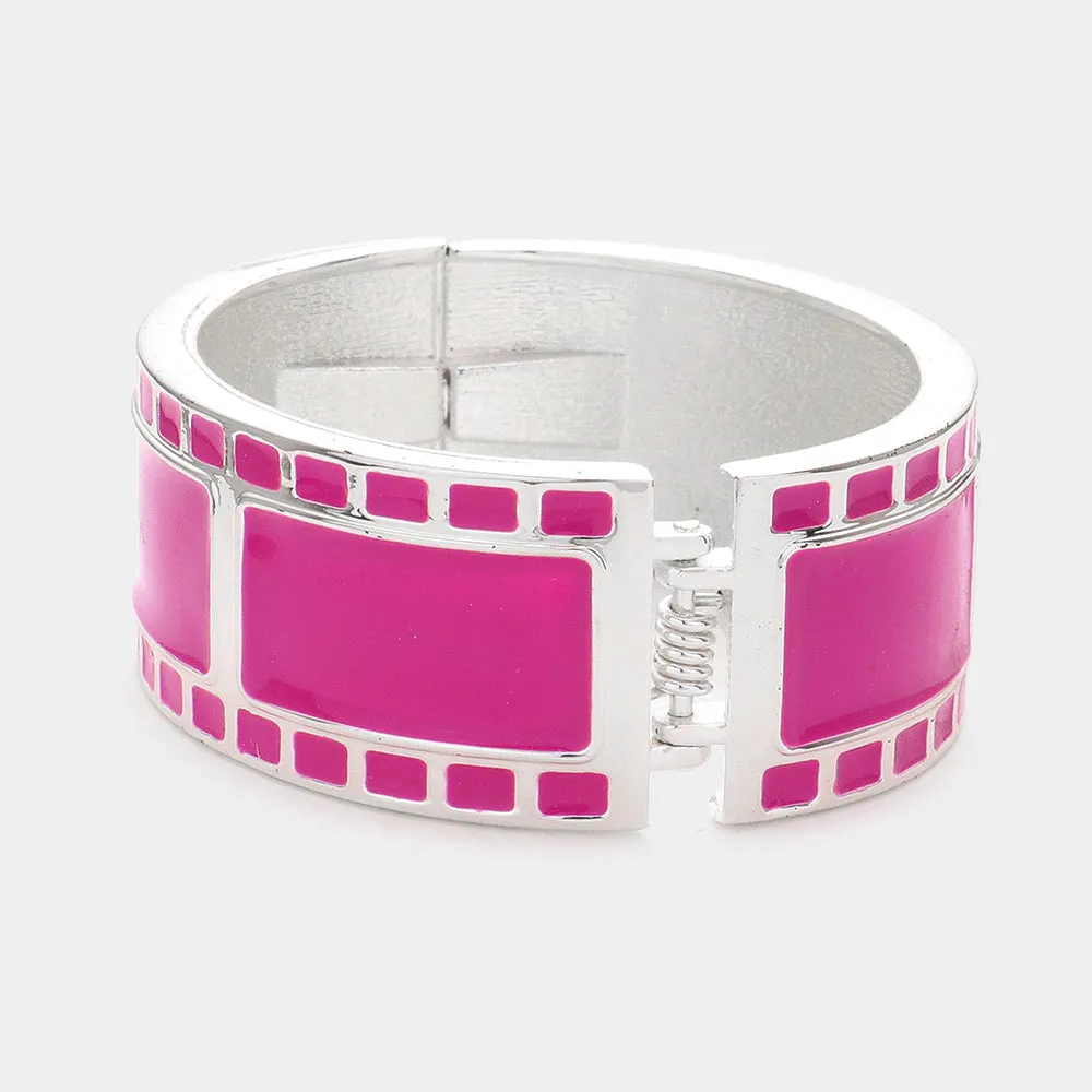 iLLASPARKZ Film Pattern Enamel Hinged Bracelet