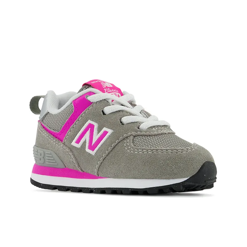 Kids’ New Balance 574 Bungee – Sizes 0-10 – Grey/Pink