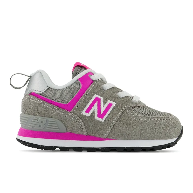 Kids’ New Balance 574 Bungee – Sizes 0-10 – Grey/Pink