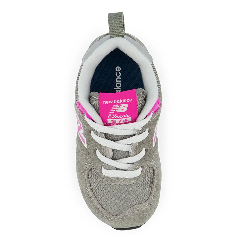 Kids’ New Balance 574 Bungee – Sizes 0-10 – Grey/Pink