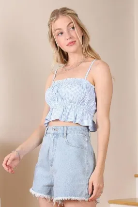 LILOU Blue Gingham Tank Top