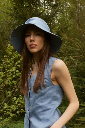 Linen Summer Hat with Wide Brim