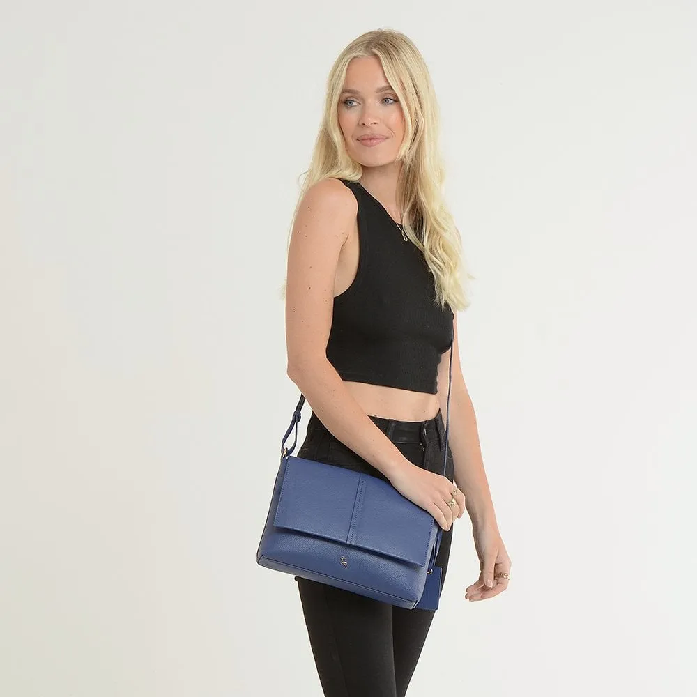 Medium Leather Shoulder Bag Twilight Blue : 62551