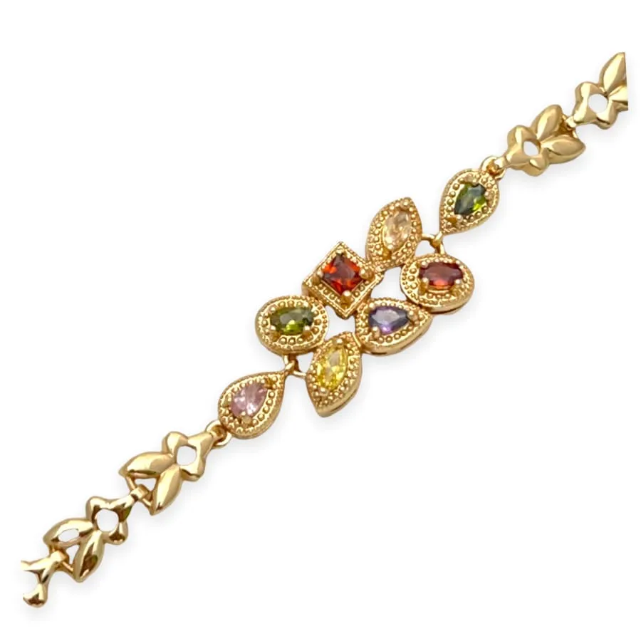 Multicolor crystals bracelet in 18kts of gold plated