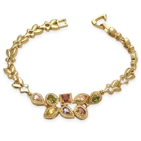 Multicolor crystals bracelet in 18kts of gold plated