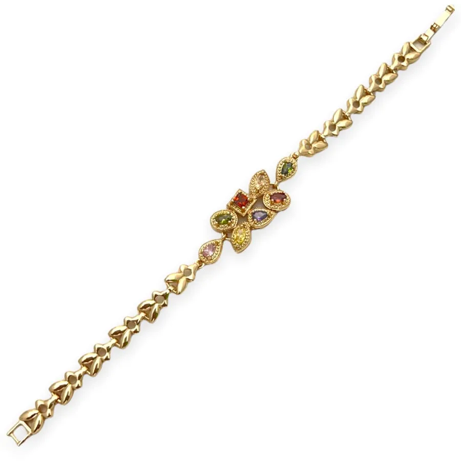 Multicolor crystals bracelet in 18kts of gold plated