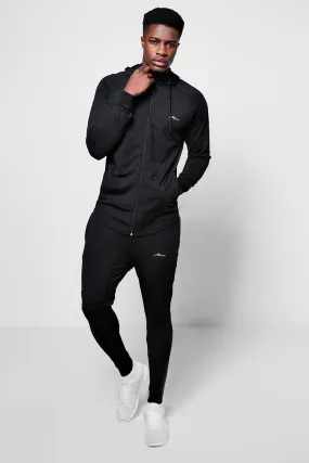 Muscle Fit Man Poly Tracksuit | boohooMAN UK