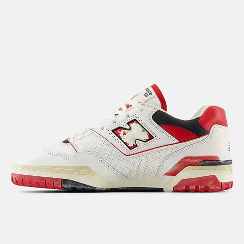 New Balance Unisex 550 - Sea Salt with Team Red and Black