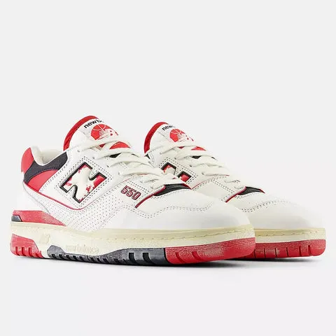 New Balance Unisex 550 - Sea Salt with Team Red and Black