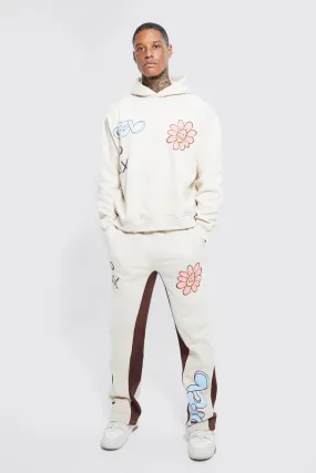 Oversized Boxy Graphic Gusset Hooded Tracksuit | boohooMAN UK