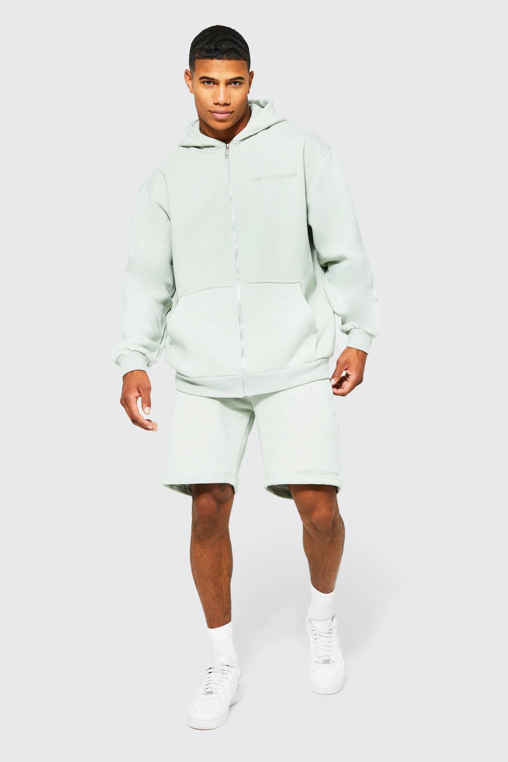 Oversized Limited Edt Zip Short Tracksuit | boohooMAN UK