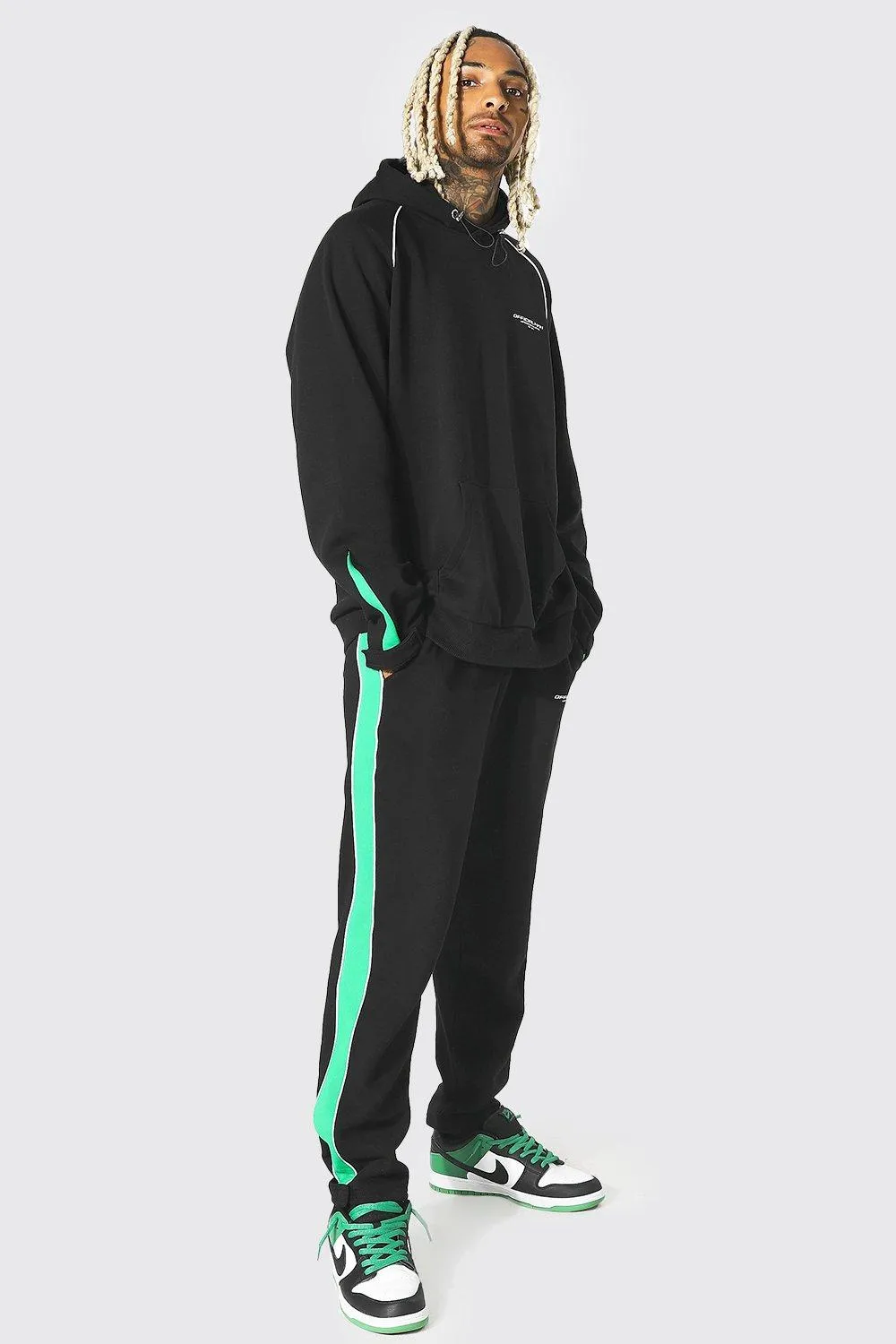 Oversized Man Side Panel Hooded Tracksuit | boohooMAN UK