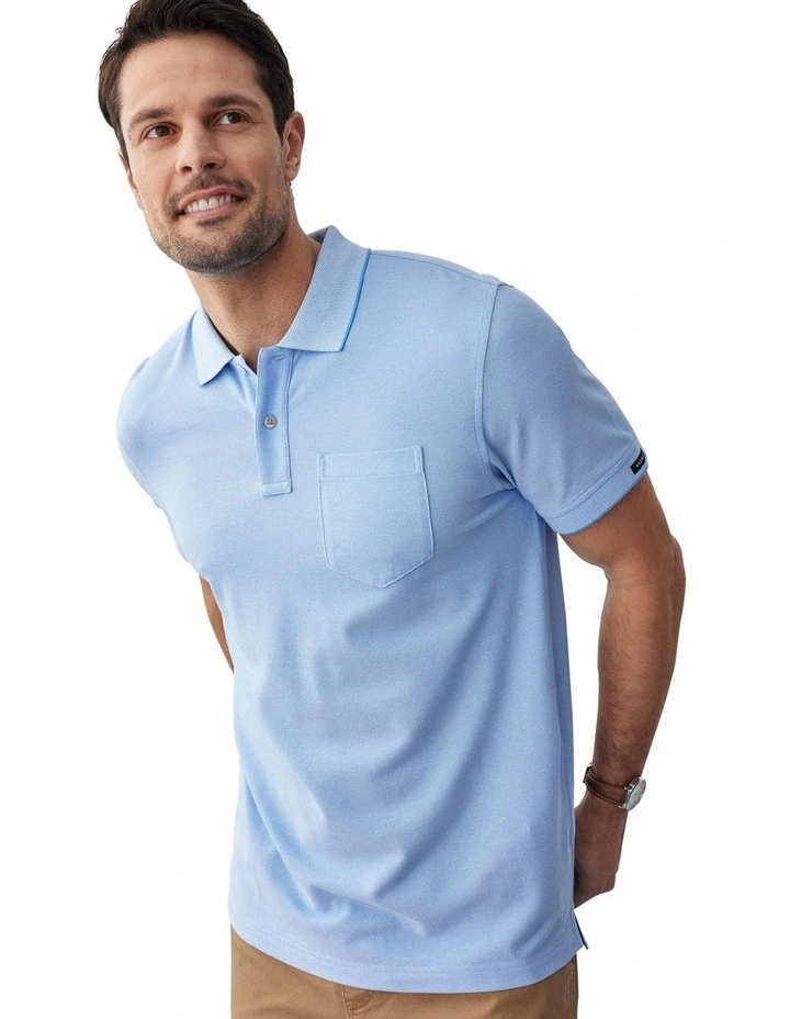 Oxford Performance Pocket Polo in Blue