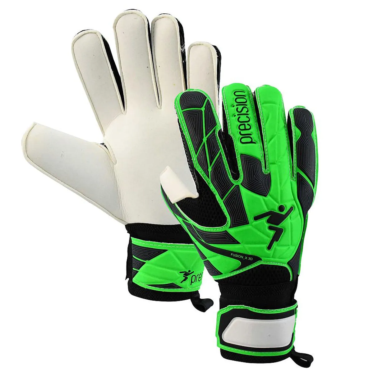 Precision Training Precision Fusion_X.3D Flat Cut Finger Protect Goalkeeper Gloves - Adult - Black/Lime